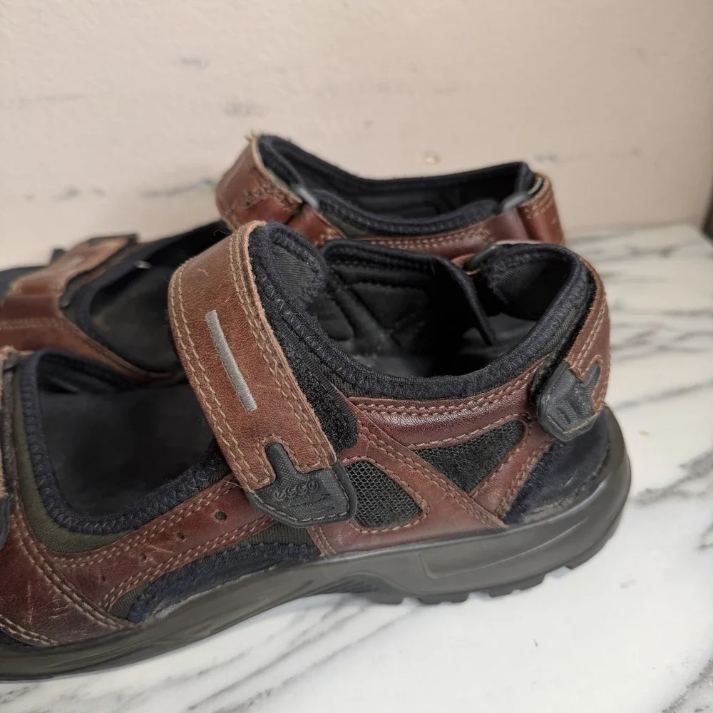 ECCO Yucatan Men's 45 US 11 Brown Nubuck Leather Hiking Walking Sport Sandals
